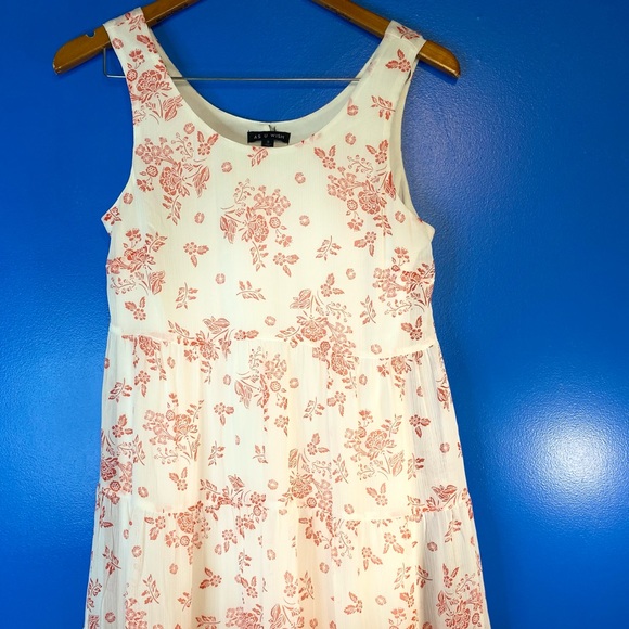 As U Wish Color Block Orange and Cream Floral Dress - Picture 8 of 10